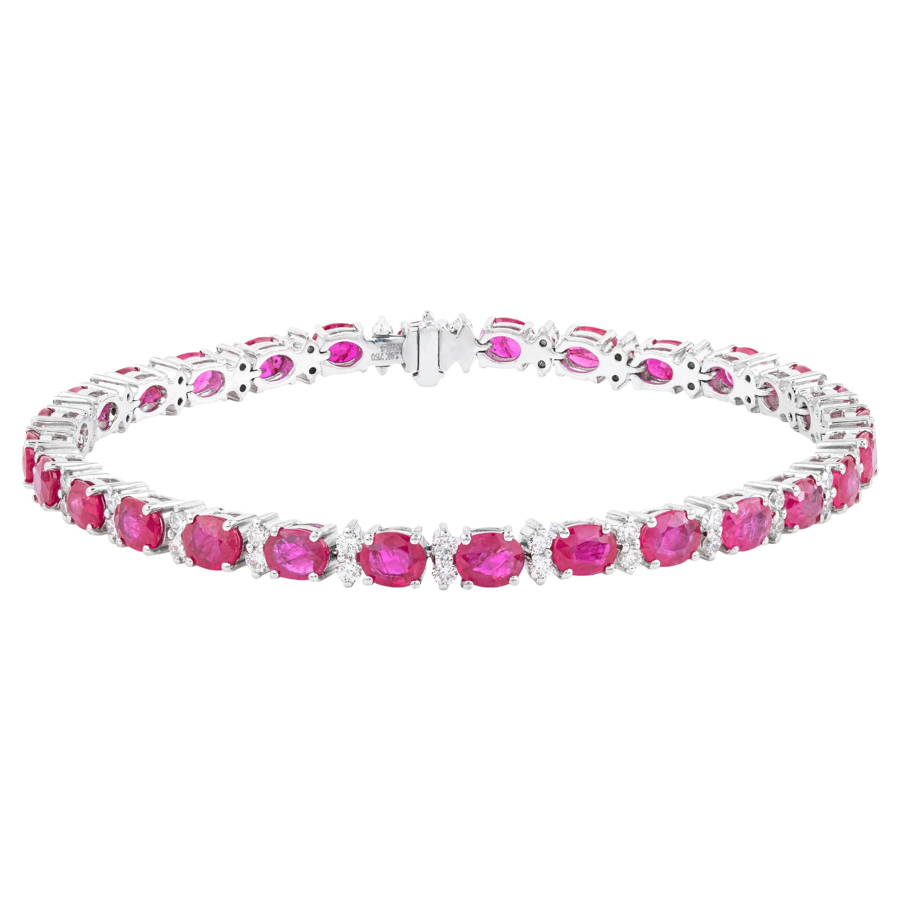 18 Karat Gold 8,56 Karat Rubin und Diamant-Tennisarmband