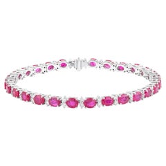 18 Karat Gold 8,56 Karat Rubin und Diamant-Tennisarmband
