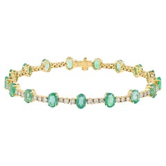 Bracciale tennis in oro 18 carati con smeraldo e diamanti da 8,7 carati