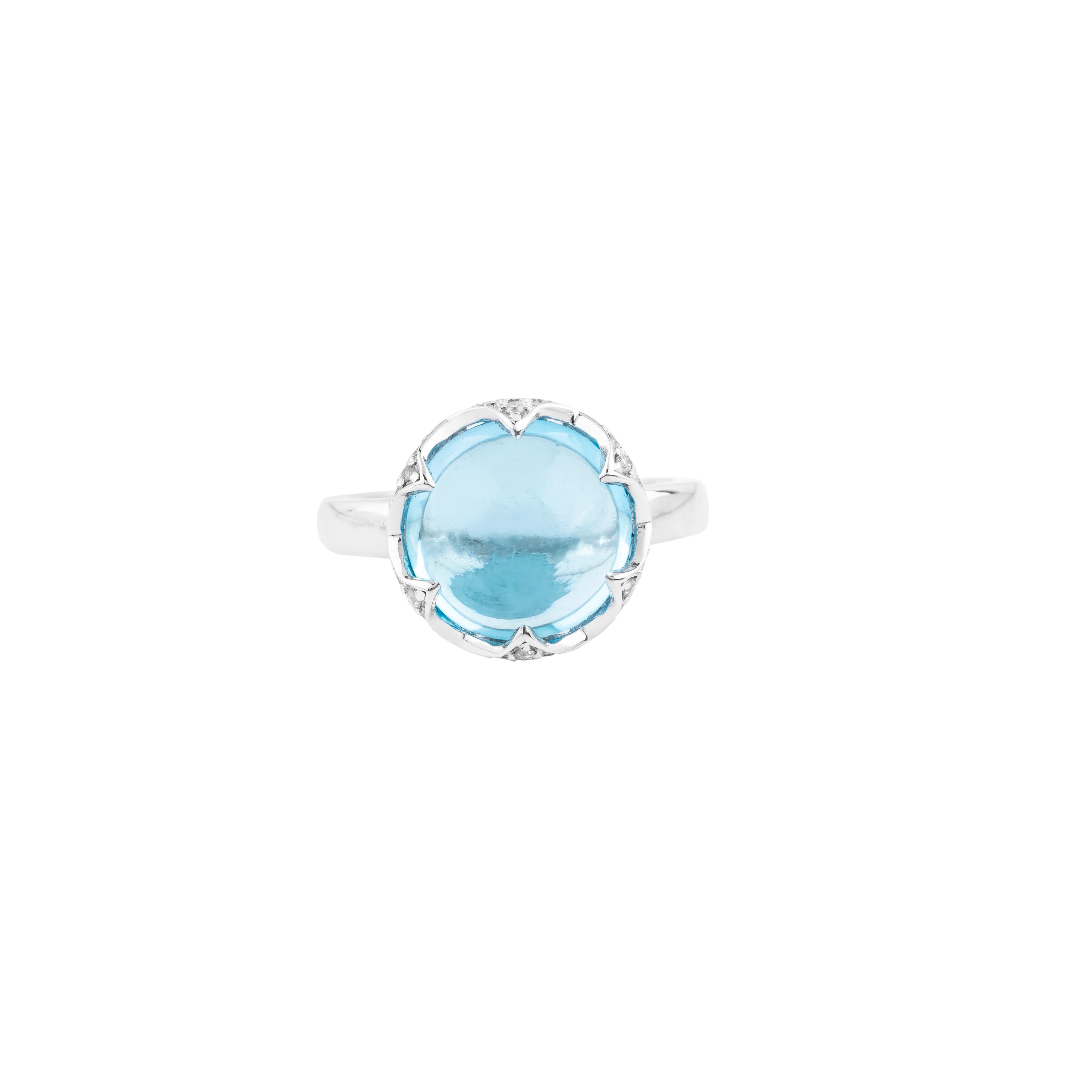 Modern 18 Karat Gold 8.89 Carats Blue Topaz and Diamond Fashion Ring For Sale