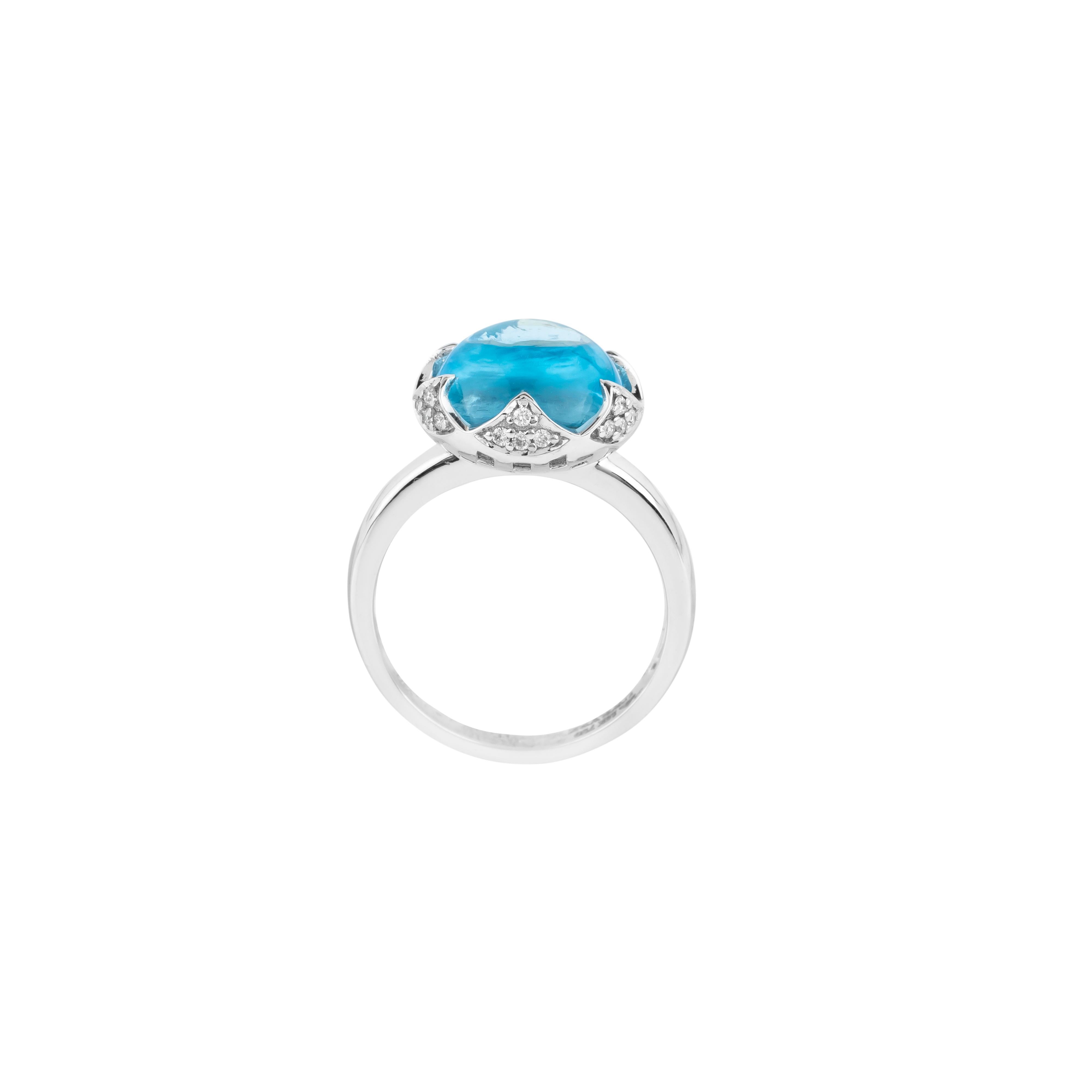 18 Karat Gold 8.89 Carats Blue Topaz and Diamond Fashion Ring In New Condition For Sale In Jaipur, IN