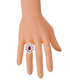 18 Karat Gold 8.95 Carat Ruby and Diamond Cocktail Modulation Ring