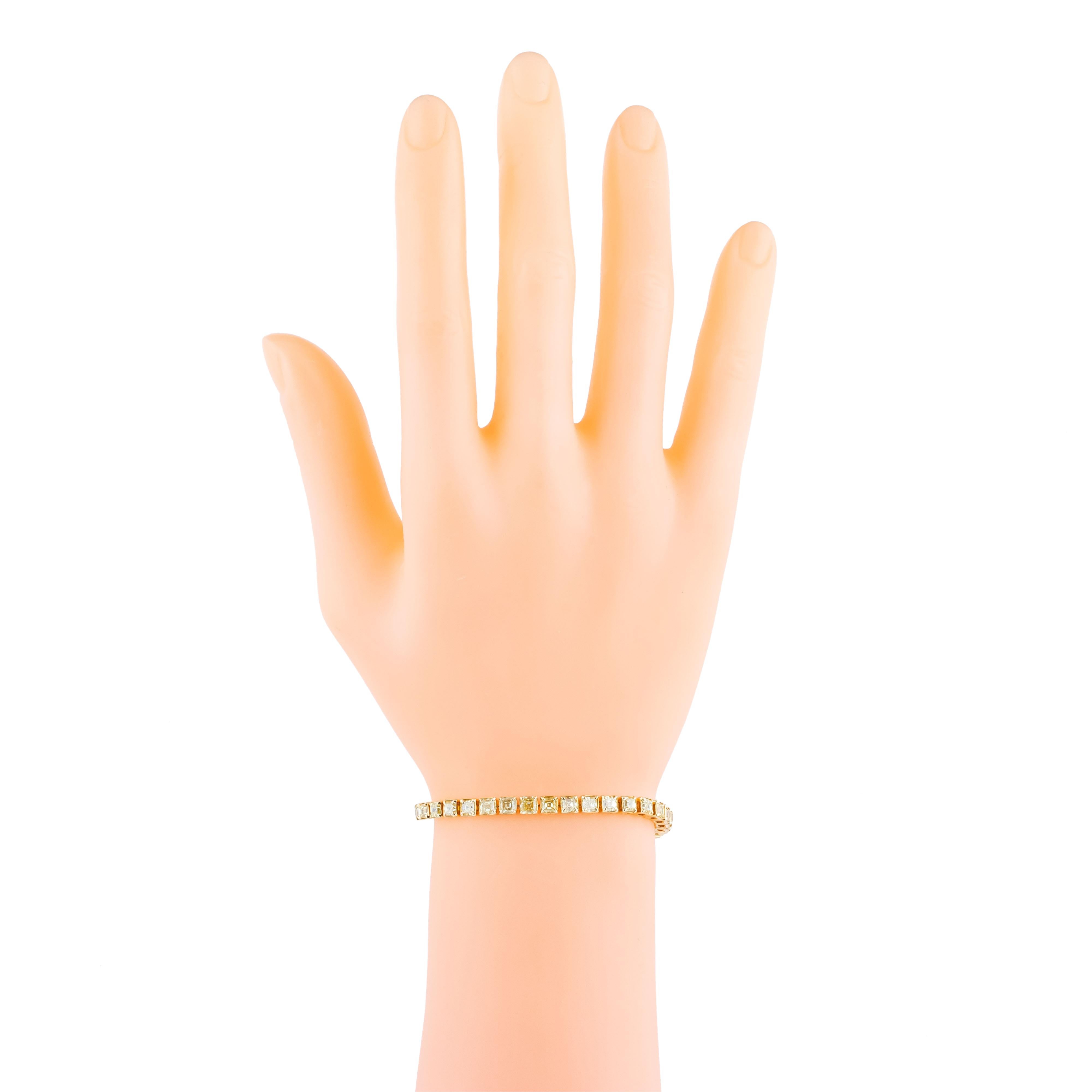Bracciale tennis in oro 18 carati con diamante giallo da 8,95 carati In condizioni Nuovo in vendita a Jaipur, IN
