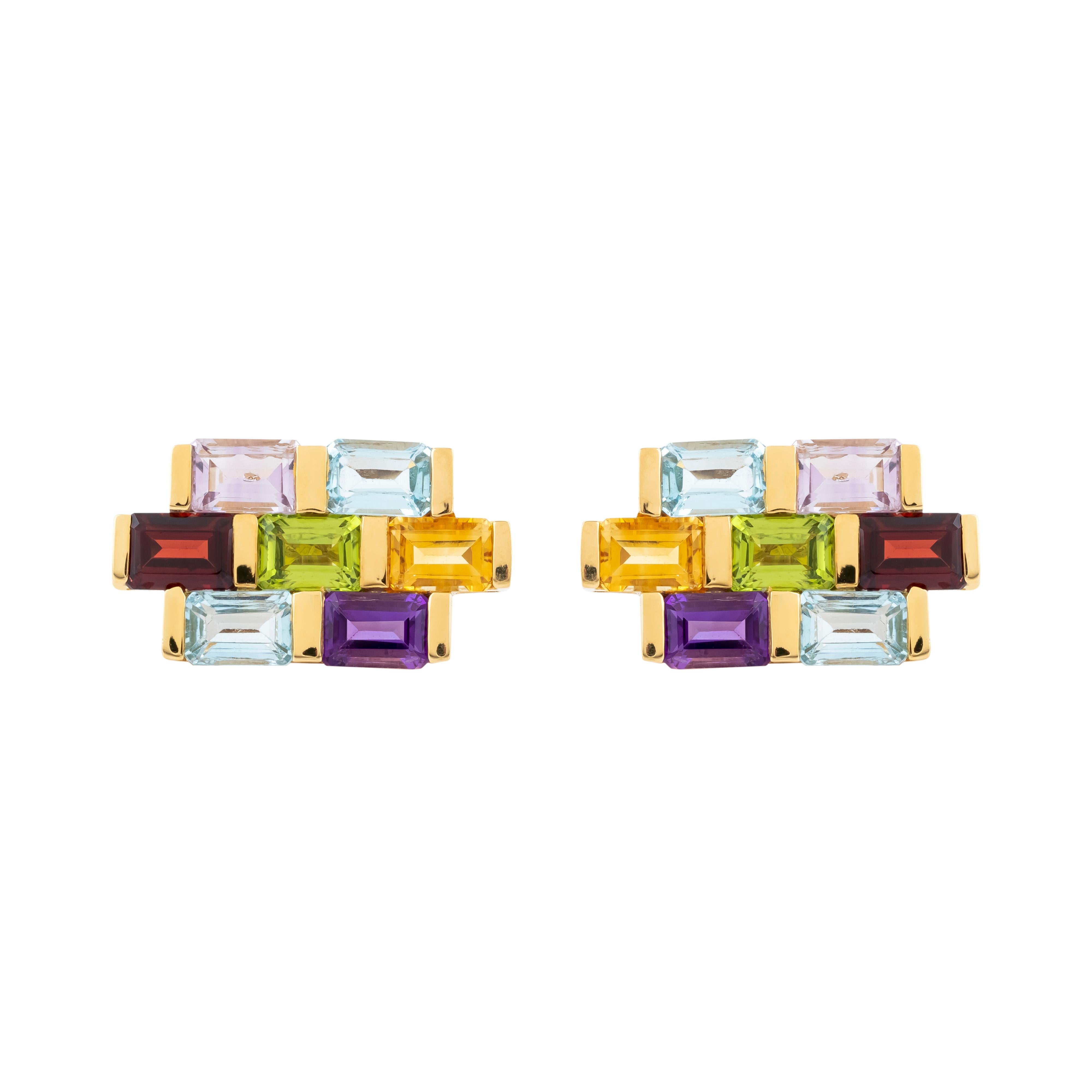 Boutons de manchette en or 18 carats de 9,05 carats de couleur mixte en vente 3