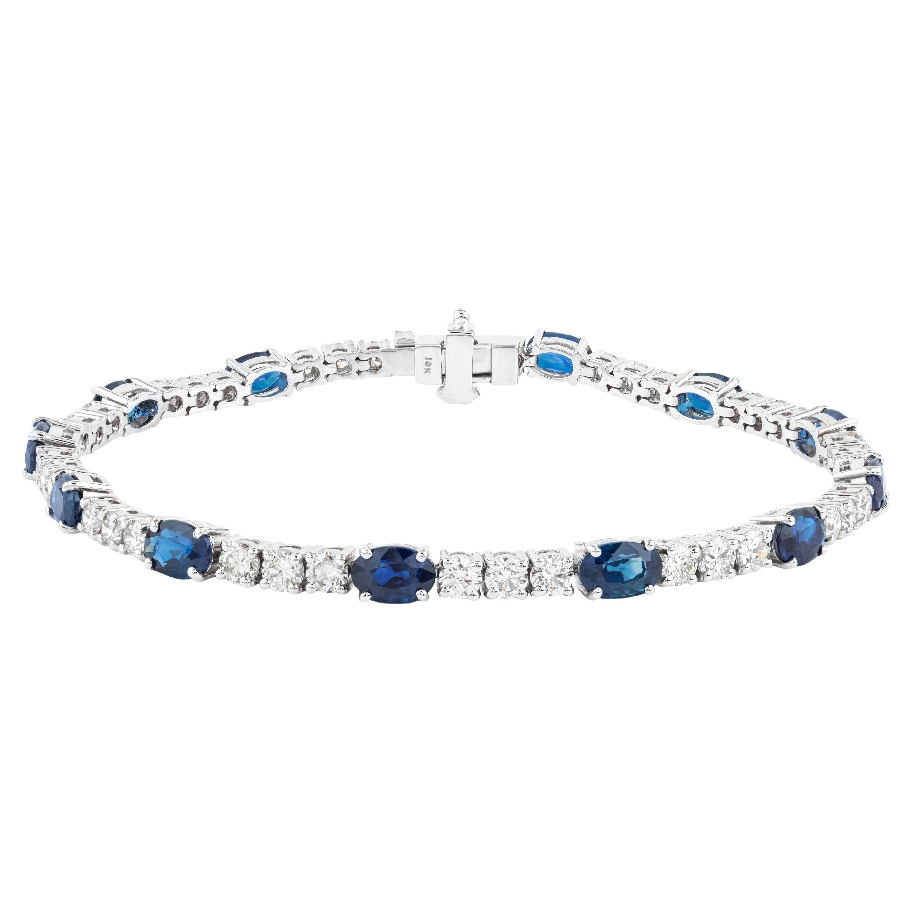 Bracelet tennis en or 18 carats avec saphirs 9,16 carats et diamants