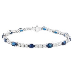Bracciale tennis in oro 18 carati con zaffiri e diamanti da 9,16 carati