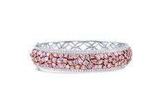 18 Karat Gold 9.47 Carat Total Weight Pink and White Diamond Bangle Bracelet
