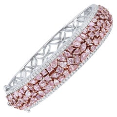 18 Karat Gold 9.47 Carat Total Weight Pink and White Diamond Bangle Bracelet