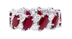 18 Karat Gold 9.50 Carat Ruby and Diamond Solitaire Diamond Eternity Band Ring