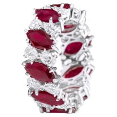 Bague d'éternité en or 18 carats avec diamants solitaires et rubis de 9,50 carats