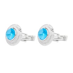Boutons de manchette en or 18 carats 9,53 carats Topaze bleue