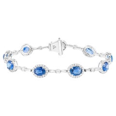 Bracciale tennis in oro 18 carati con zaffiri e diamanti da 9,82 carati