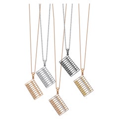 18 Karat Gold Abacus-Diamant-Anhänger mit Halskette