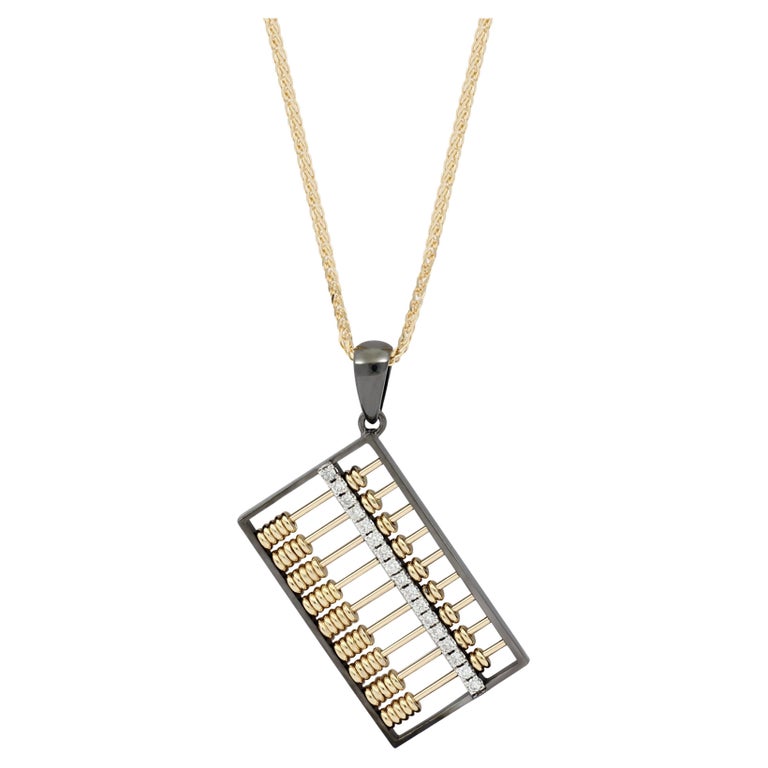 18 Karat Gold Abacus Diamond Pendant with Necklace For Sale at 1stDibs | abacus  necklace meaning, abacus pendant meaning, abacus gold pendant