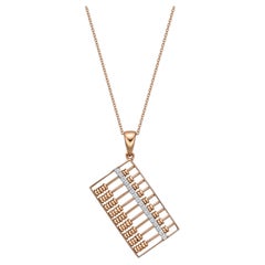 Used 18 Karat Gold Abacus Diamond Pendant with Necklace