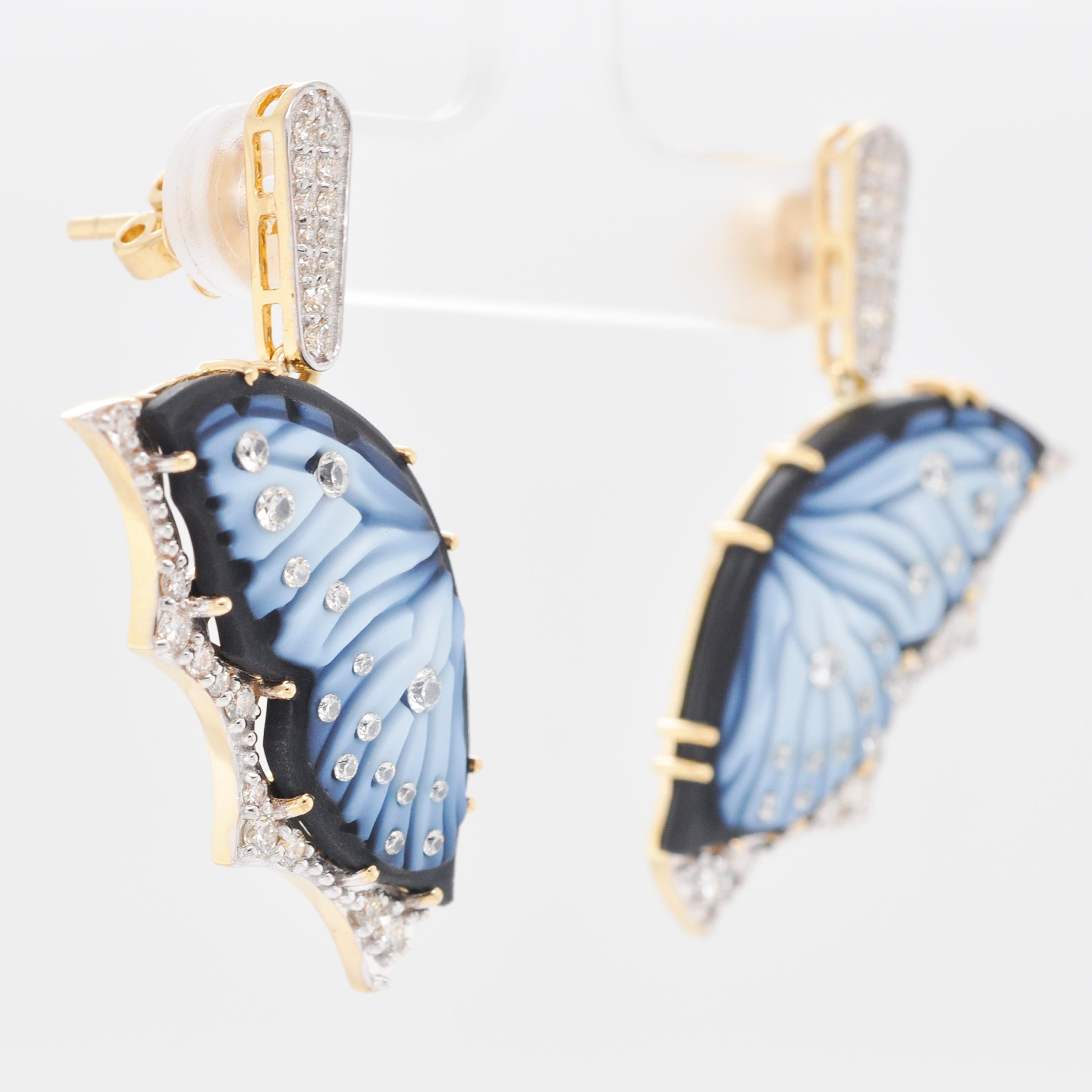 diamond butterfly earrings dangle