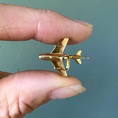 18 Karat Gold Airplane Charm Pendant