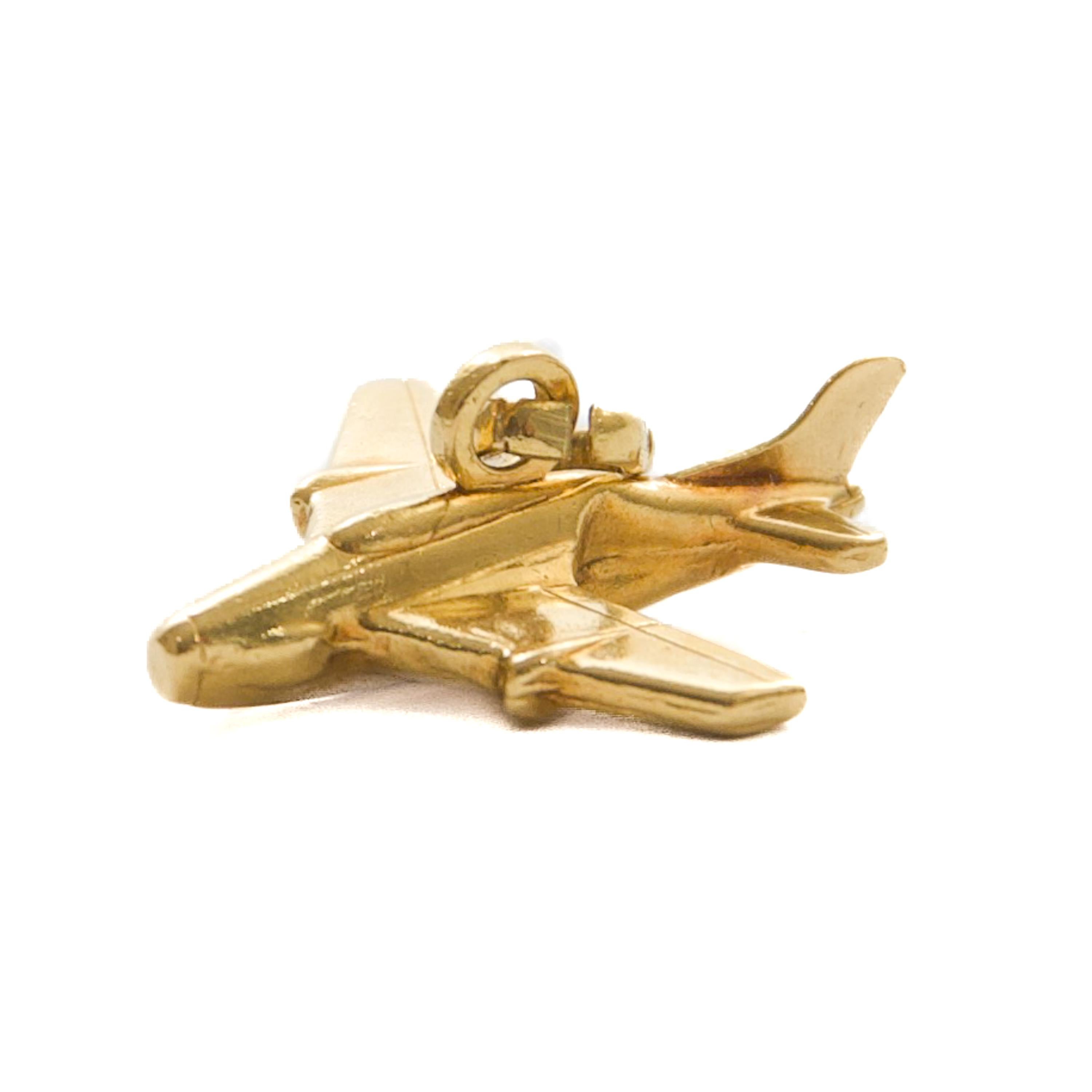Ciondolo con charme a forma di aereo in oro 18 carati In condizioni buone in vendita a Rotterdam, NL