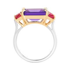 Paolo Costagli 18 Karat Gold Amethyst 6.00 Carat and Ruby 1.36 Carat Ring