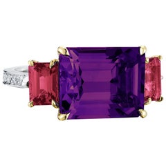Paolo Costagli 18 Karat Gold Amethyst 6.00 Carat and Ruby 1.36 Carat Ring