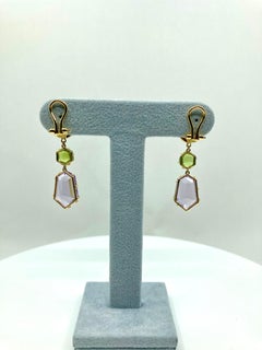 18 Karat Gold Amethyst and Peridot Earrings