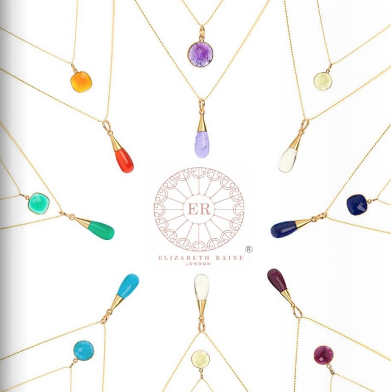 18 Karat Gold Amethyst Crown Chakra Droplet Pendant Necklace, Elizabeth ...