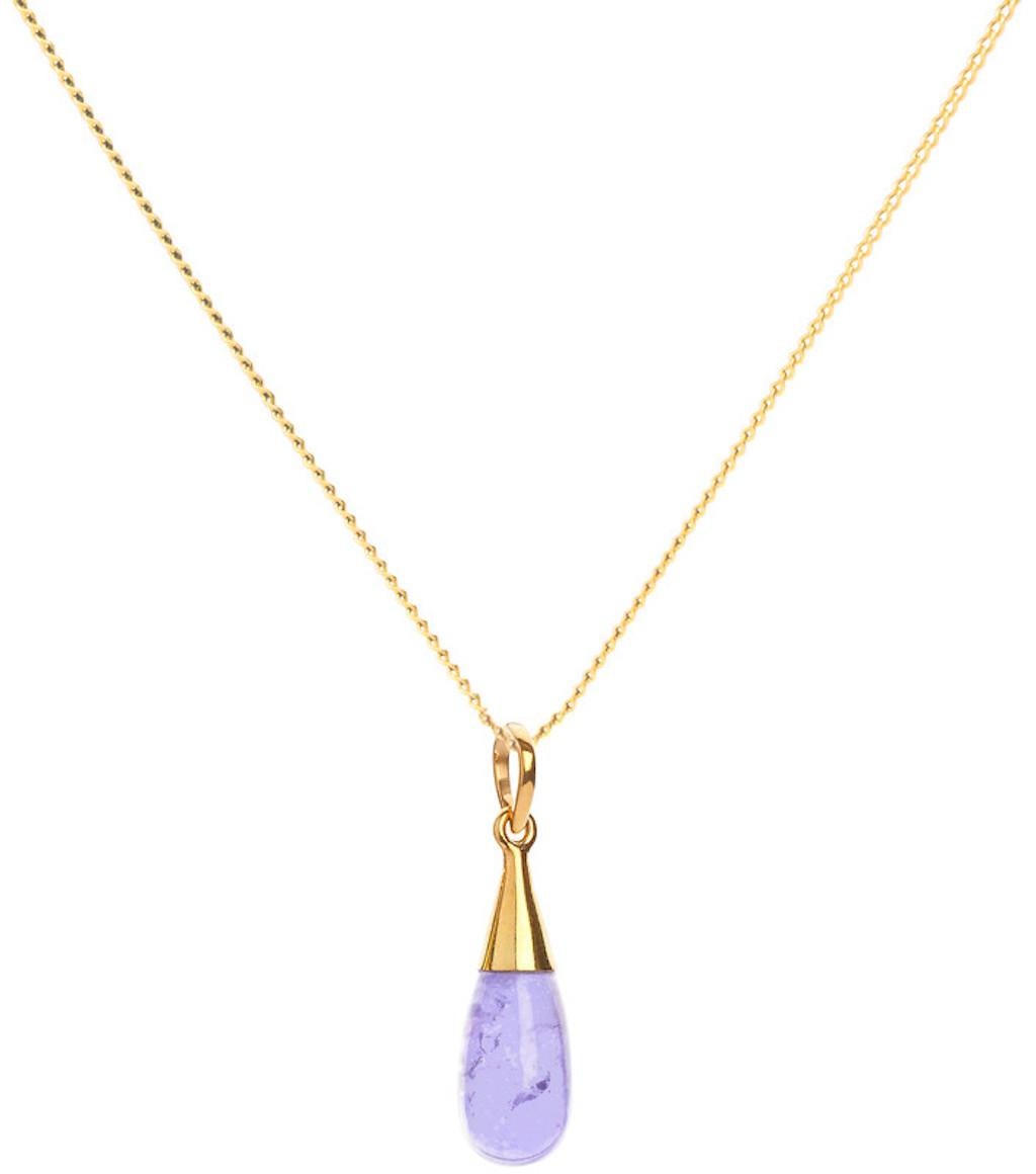 Women's or Men's 18 Karat Gold Amethyst Crown Chakra Droplet Pendant Necklace, Elizabeth Raine For Sale