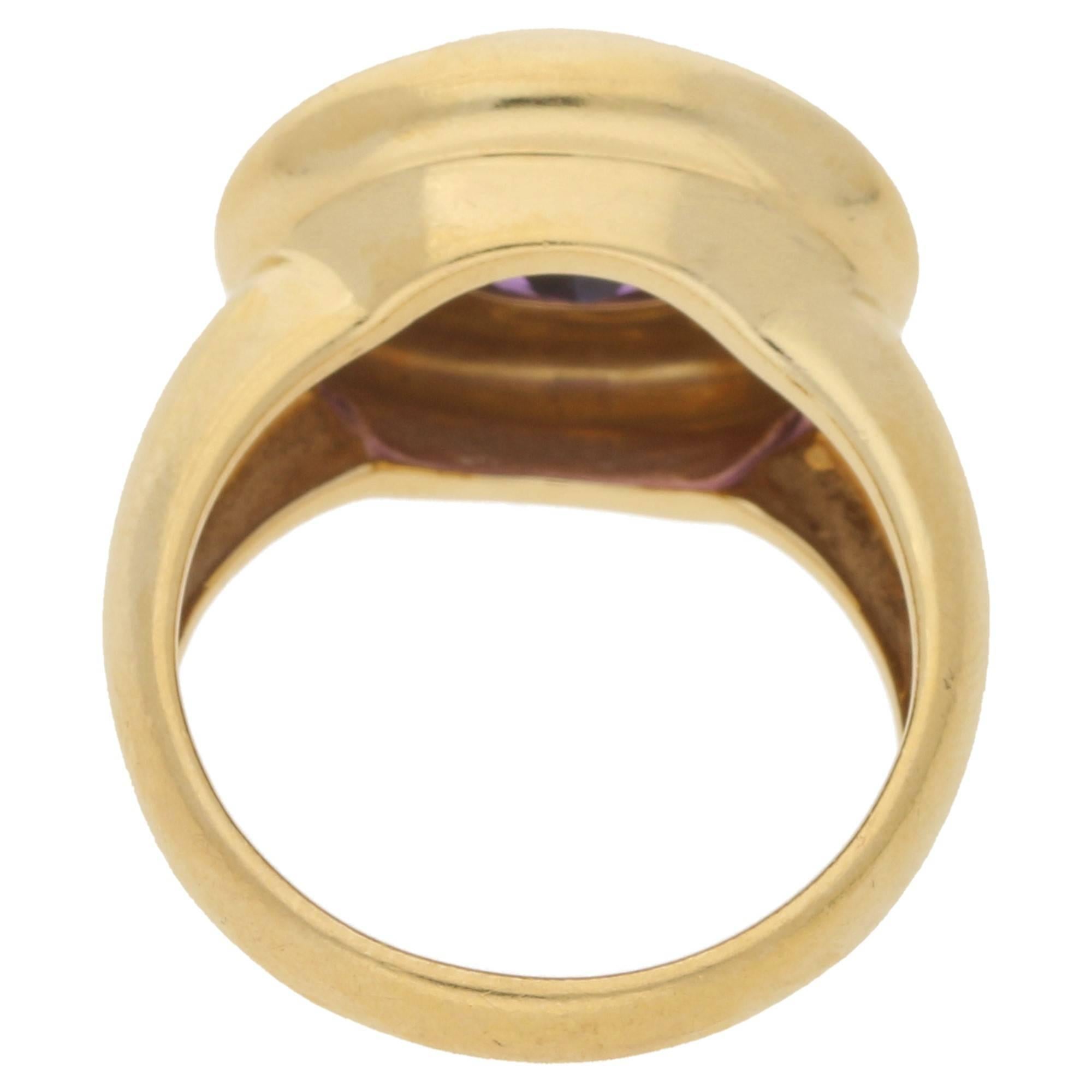 Modernist 18 Karat Gold Amethyst Dress Ring