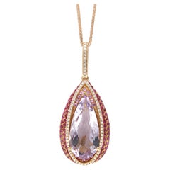 18 Karat Gold Amethyst Pendant with Necklace