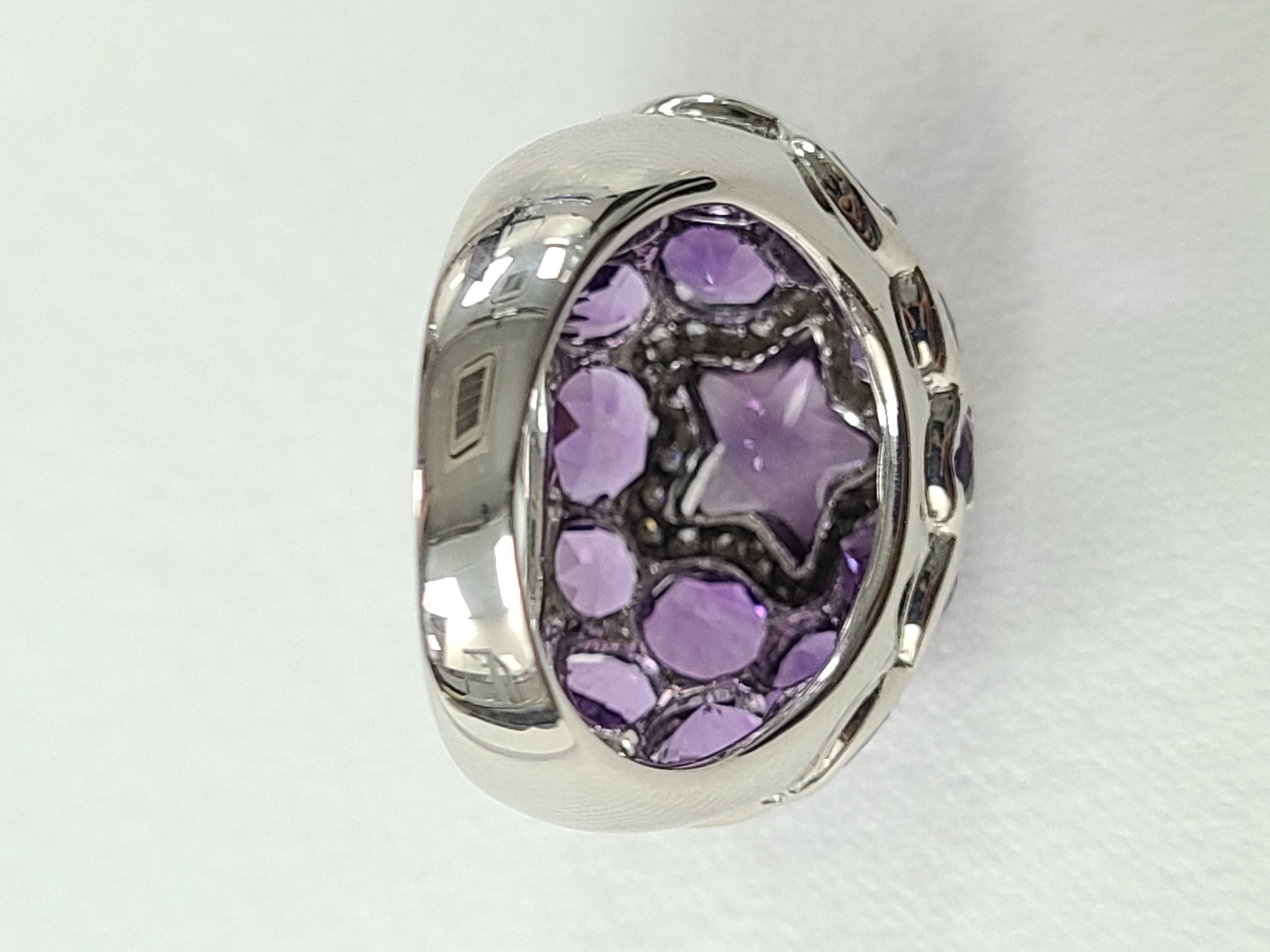 18 Karat Gold Amethyst Ring with Diamonds For Sale 5