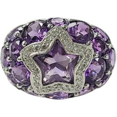 18 Karat Gold Amethyst Ring with Diamonds