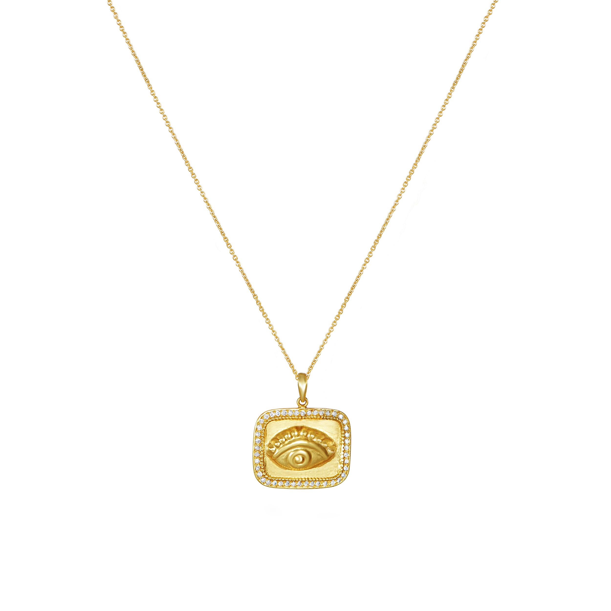 Contemporary 18 Karat Gold Amulet with 45 Brilliant Cut Diamonds Featuring the All-Seeing Eye For Sale