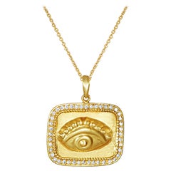 18 Karat Gold Amulet with 45 Brilliant Cut Diamonds Featuring the All-Seeing Eye