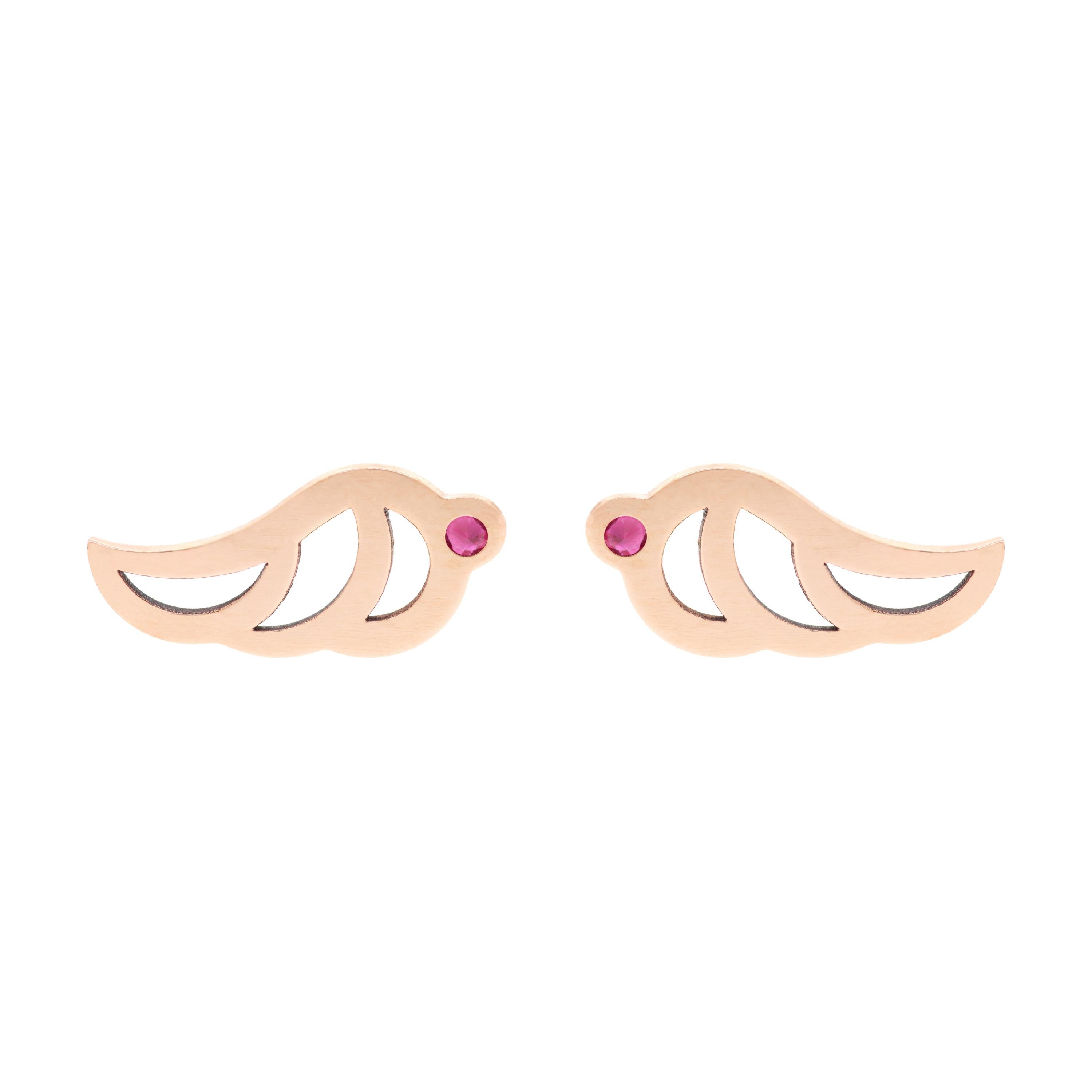 Alessa Swan Baby Studs 18 Karat Rose Gold Give Wings Collection For Sale