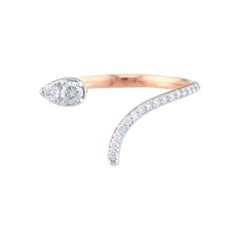 18 Karat Gold and 0.21 Carat Colorless Diamonds Line Pear Ring by Alessa Jewelry