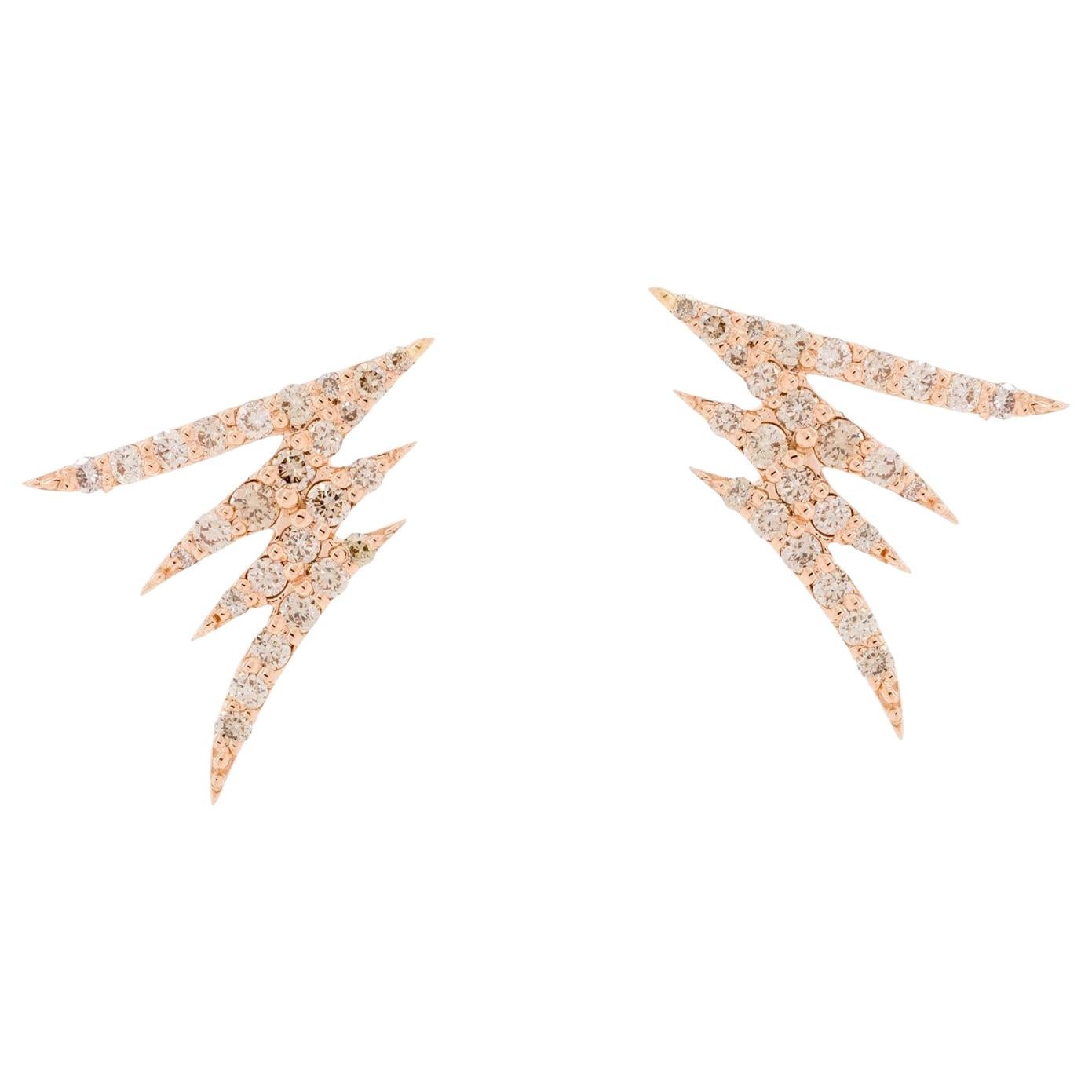 Alessa Mini Signature Pave Earrings 18 Karat Rose Gold Signature For Sale