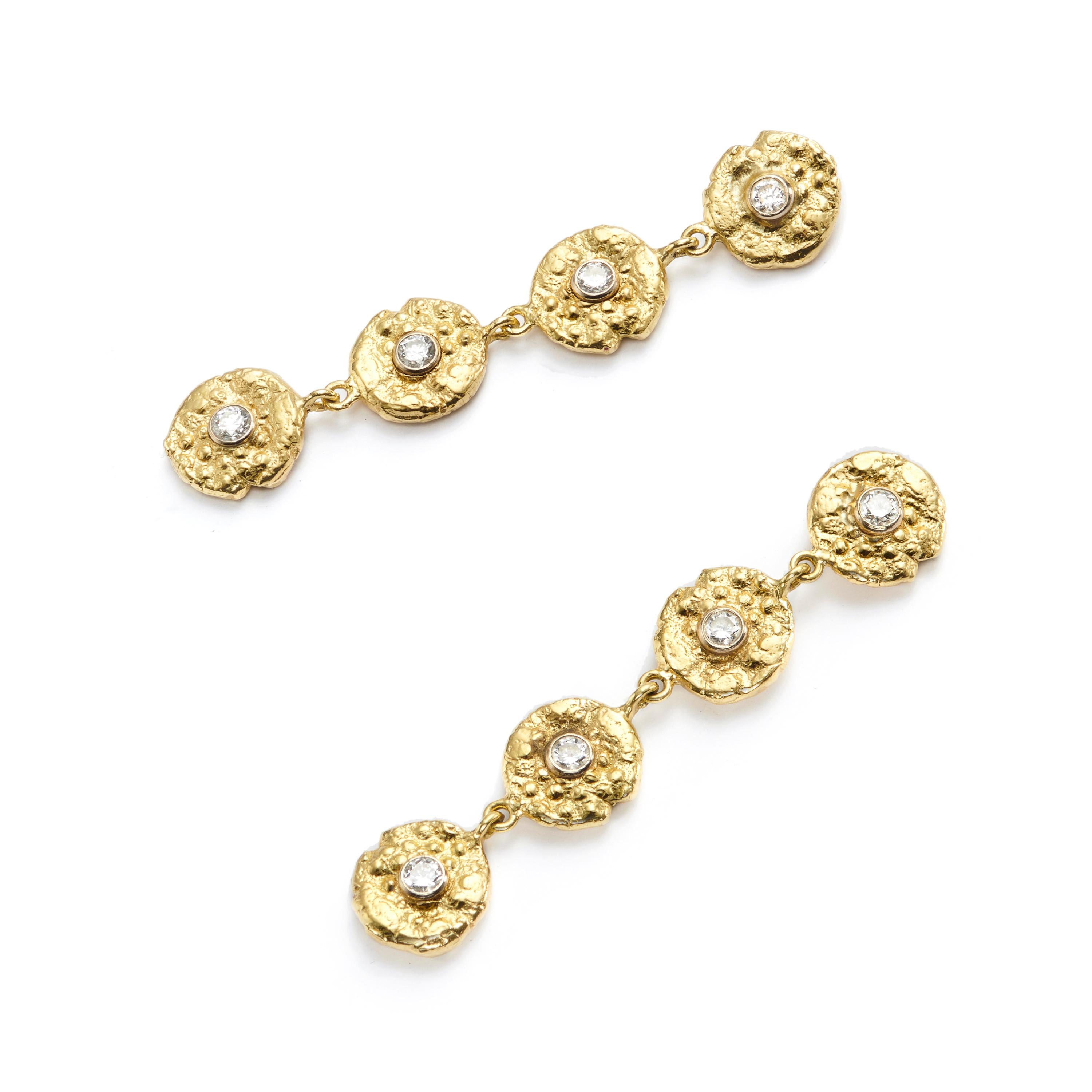 seaquin and diamond 18kt gold dangle earrings