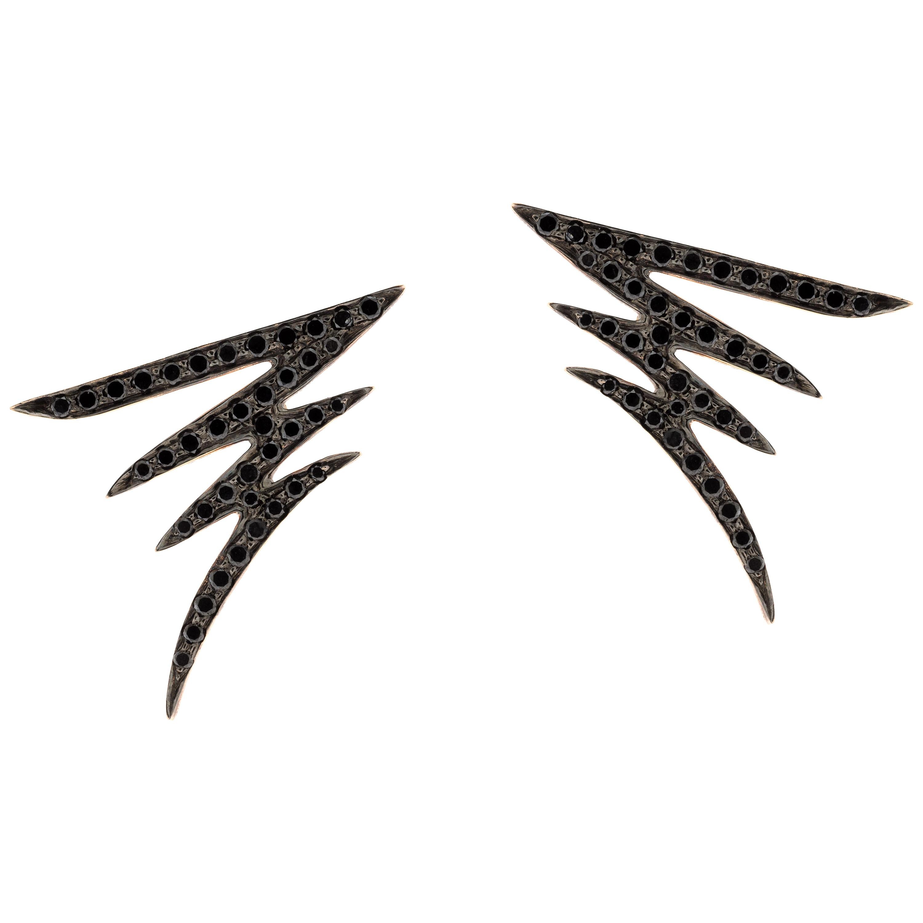Alessa Pave Earrings 18 Karat Black Gold Signature Collection For Sale