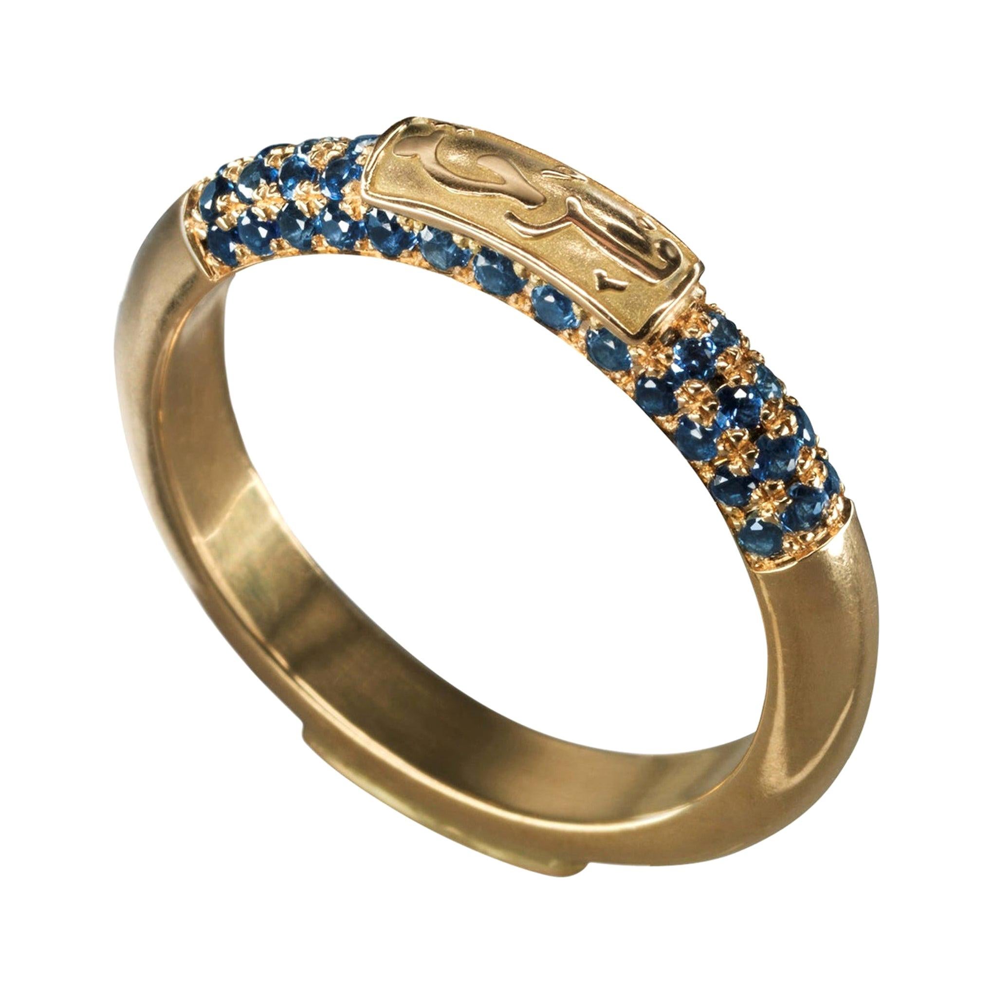 For Sale:  18 Karat Gold and 0.90 Carat Sapphire Limited "Happiness" Band Ring