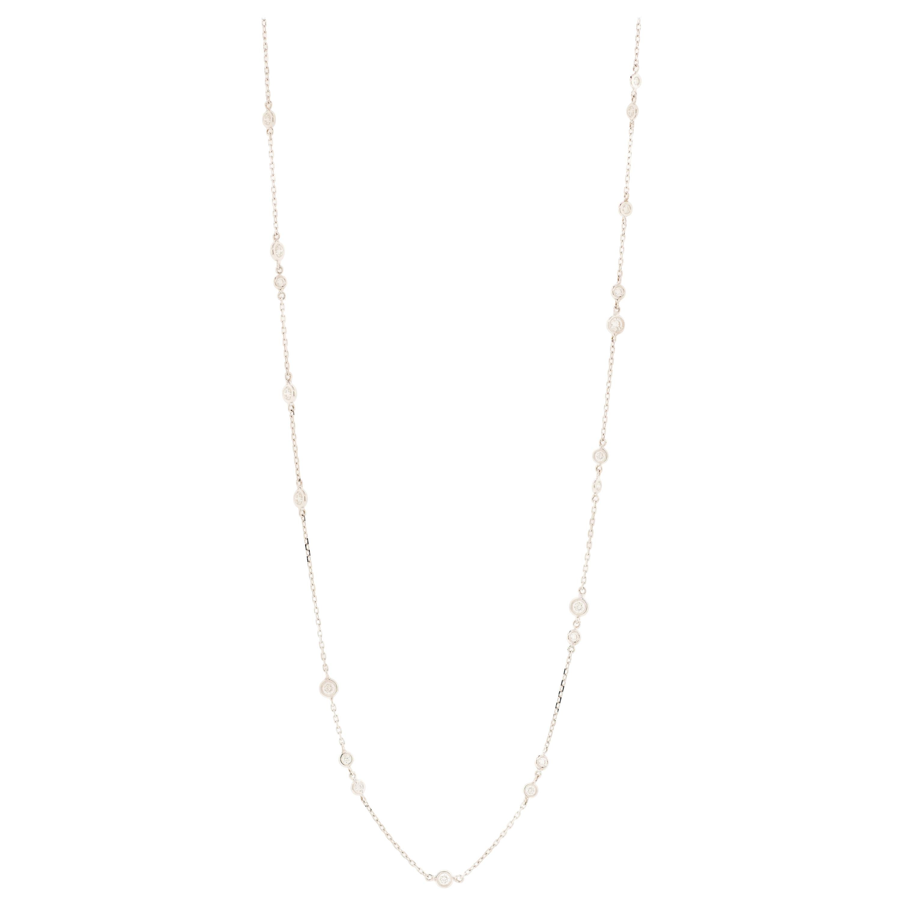 Alessa By The Yard Multi Necklace 18 Karat White Gold Essentials Collection For Sale