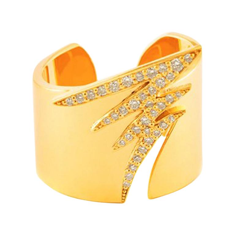 Alessa Signature Pave Ring 18 Karat Yellow Gold Signature Collection For Sale