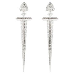 18 Karat Gold and 2.23 Carat Colorless Diamonds Sword Earrings by Alessa Jewelry