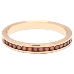 18 Karat Gold and .23 Carat Orange Diamond Channel Set Stackable Band Ring