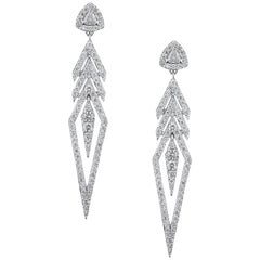 18 Karat Gold and 2.92 Carat Colorless Diamond Arrow Earrings by Alessa Jewelry