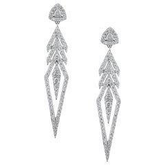 18 Karat Gold and 2.92 Carat Colorless Diamond Arrow Earrings by Alessa Jewelry