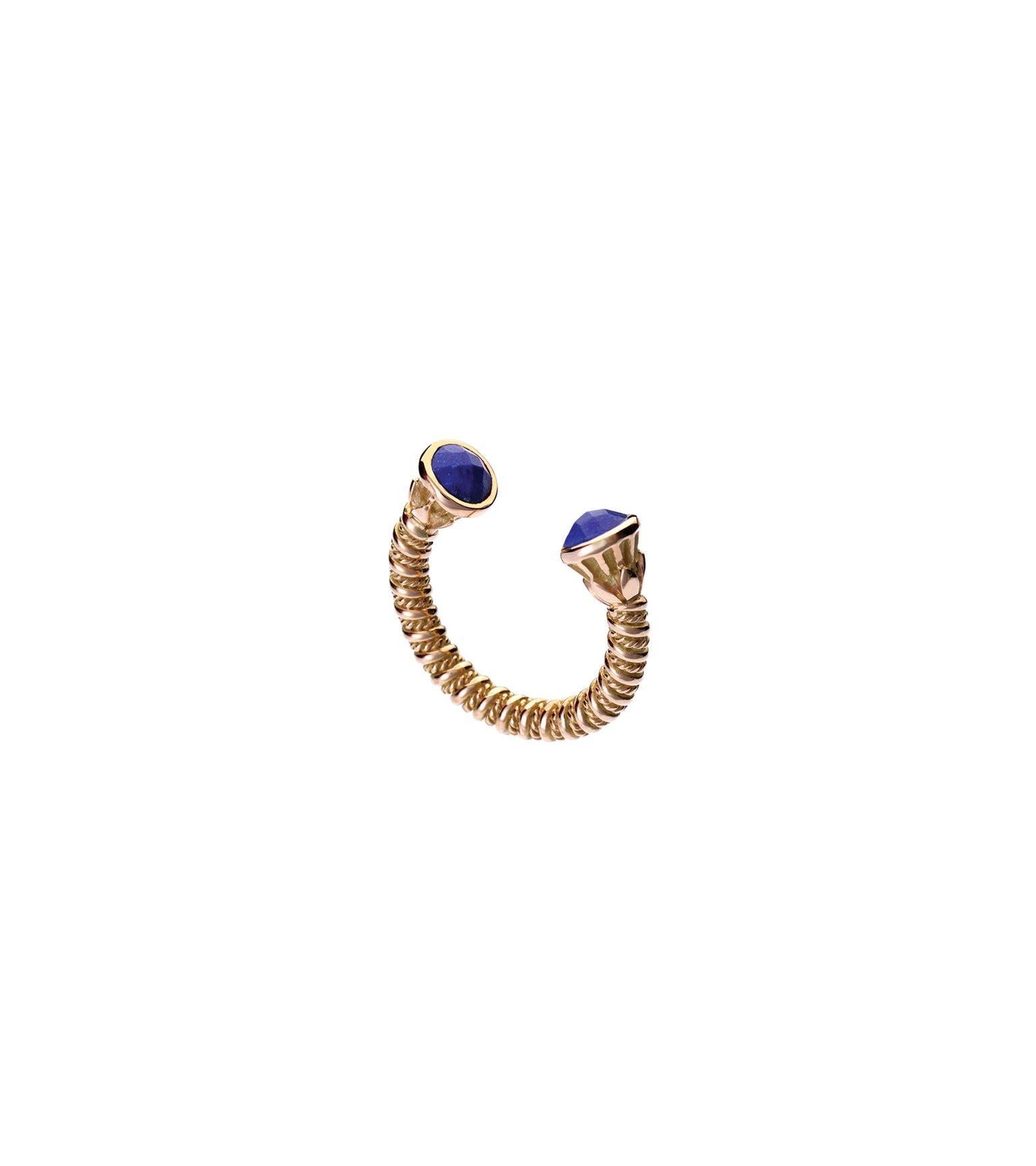 For Sale:  18 Karat Gold and 3.50 Carat Garnet Limited Lotus Coil Ring 3