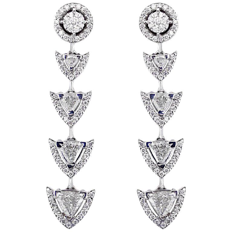 Alessa Spear Earrings 18 Karat White Gold Amara Collection For Sale