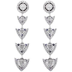18 Karat Gold and 3.84 Carat Colorless Diamonds Spear Earrings by Alessa Jewelry