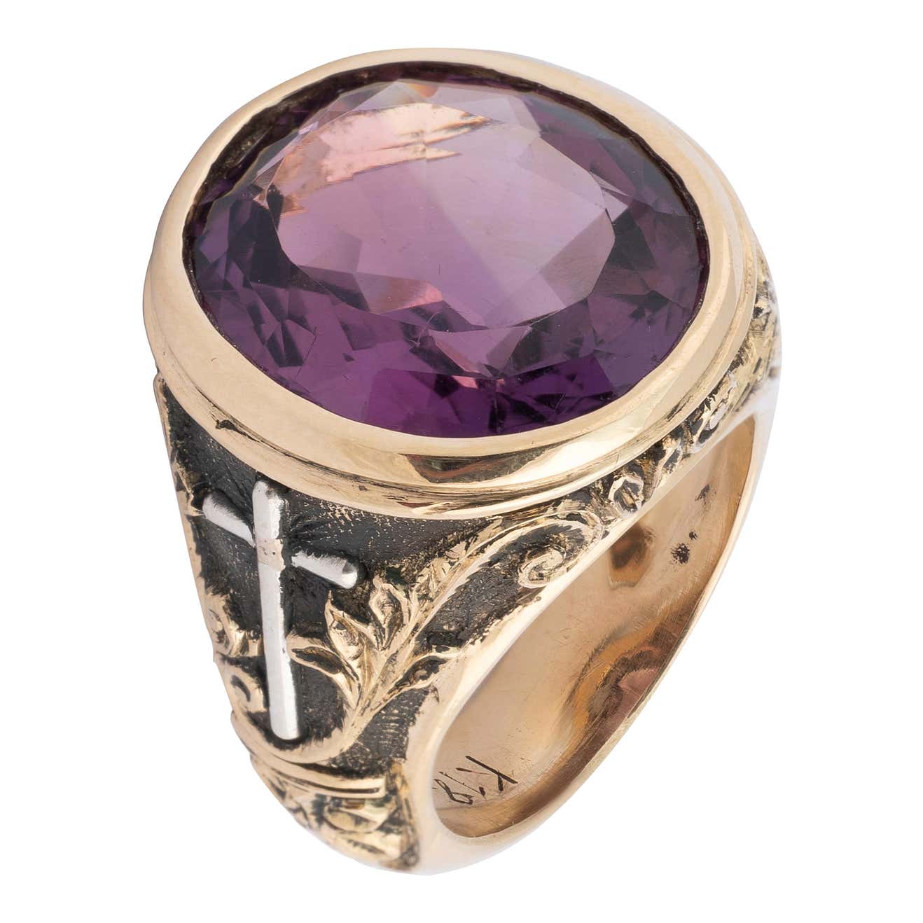 18 Karat Gold and Amethyst Bishop's Ring For Sale at 1stDibs | bishop ...