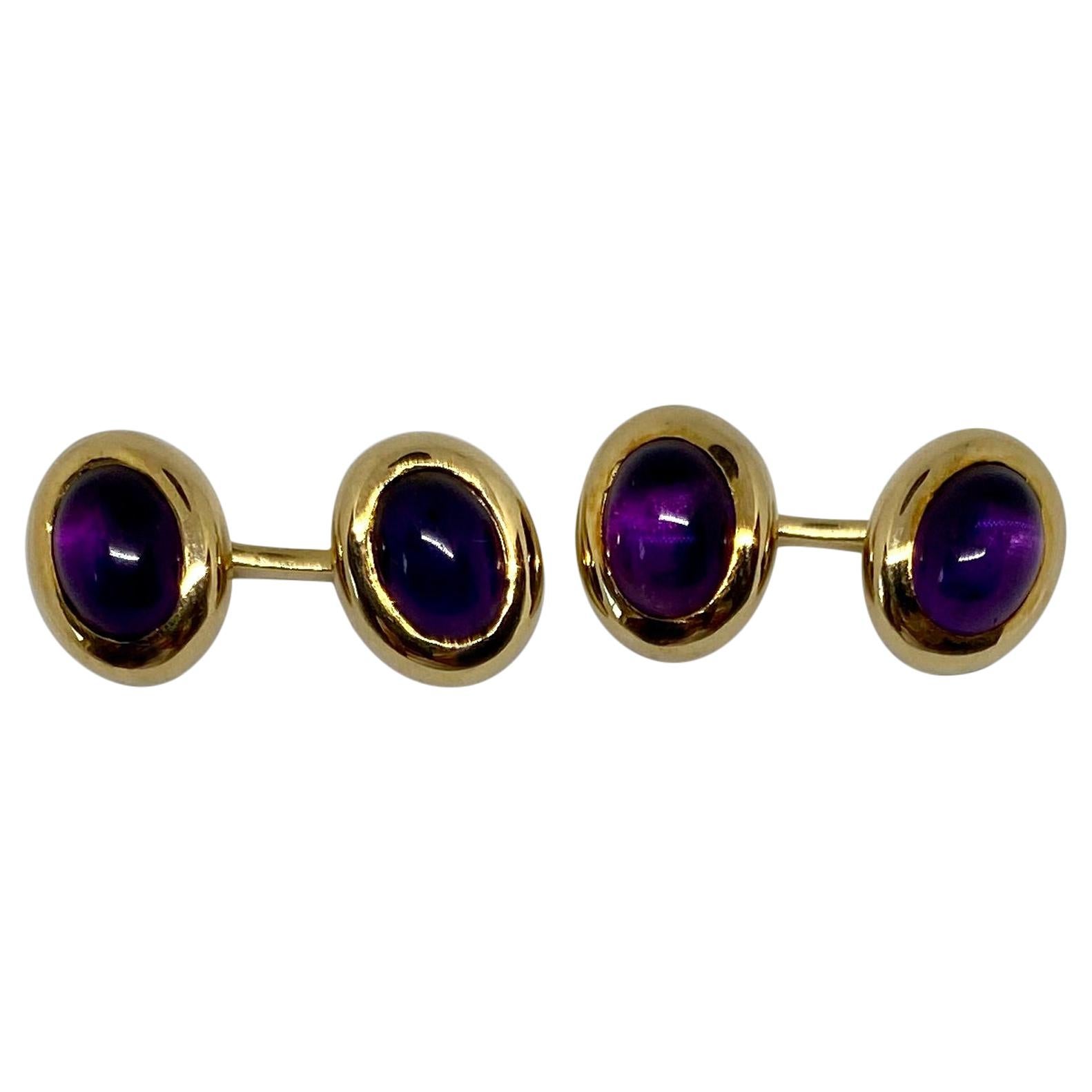 Boutons de manchette en or 18 carats et améthyste de Movado Fine Jewelry en vente